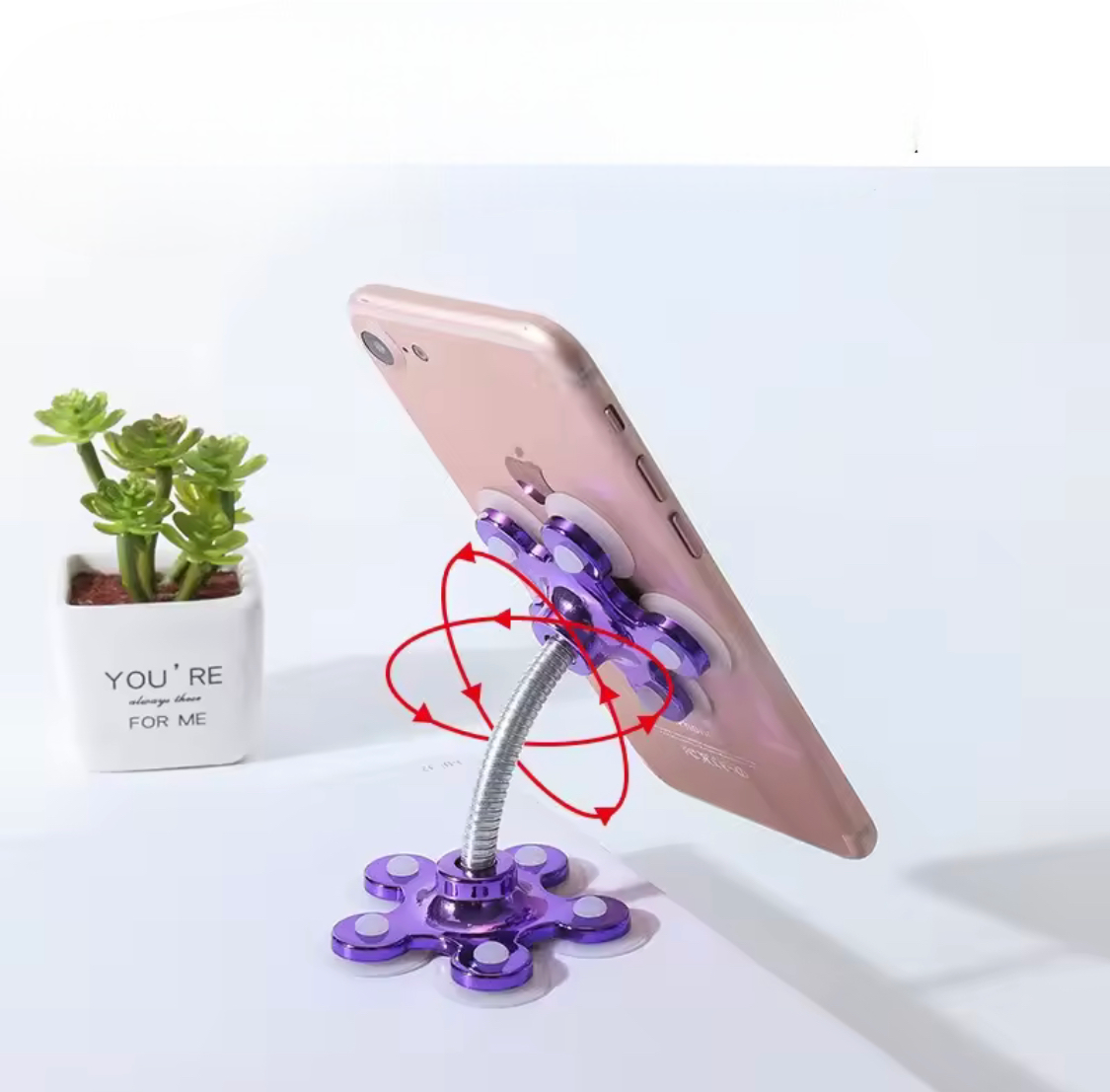 360 Rotatable Magic Phone Holder, Flower Shape Car Navigation Bracket, Flexible Compact Universal Phone Stand