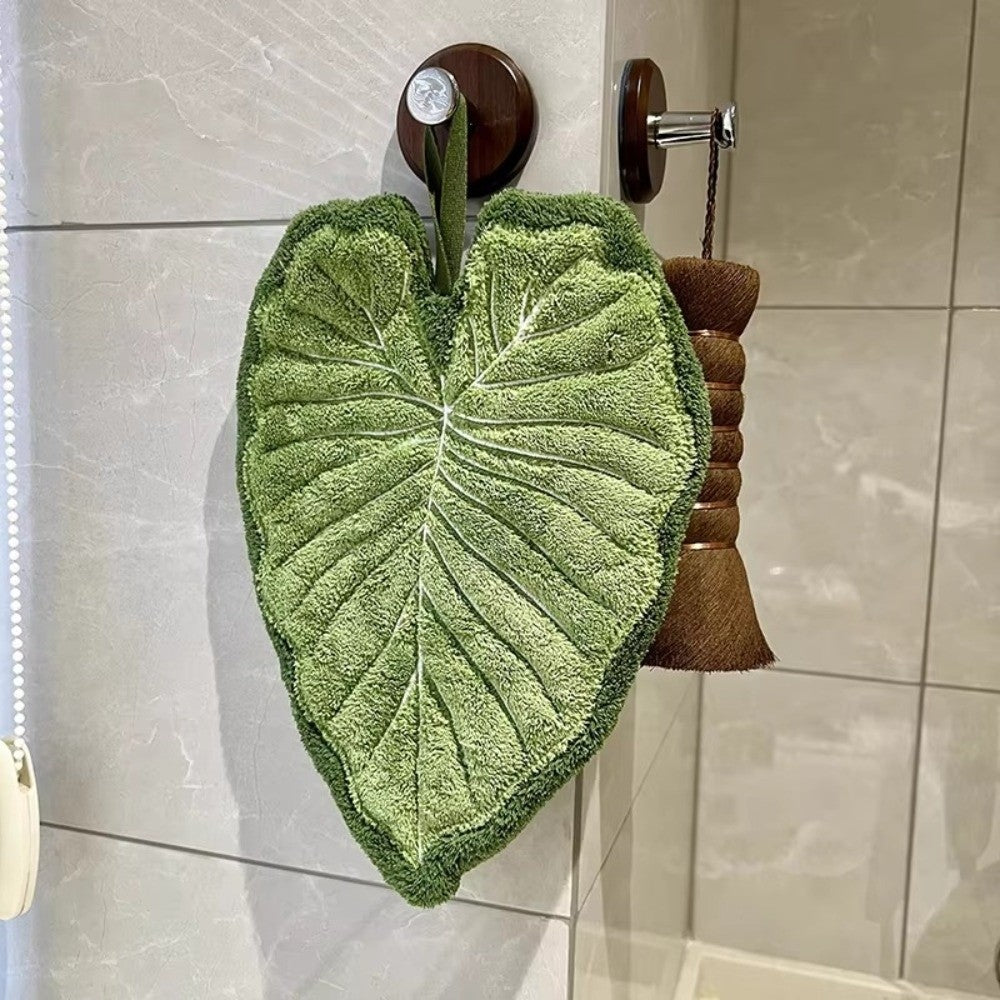 Leaf Shape Kitchen Hand Towel,     Leaf Shaped Kitchen Towel, Decorative Leaf Hanging Towel, Thickened Absorbent Towel