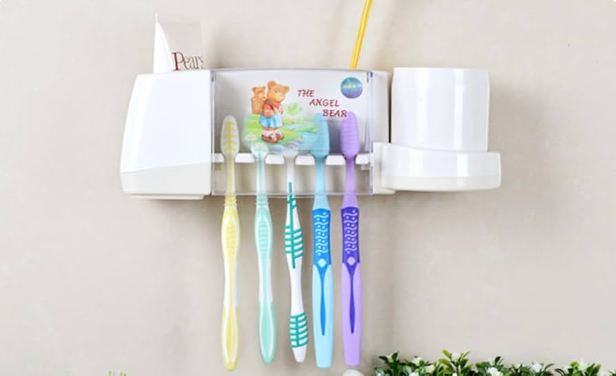 5 Solt Toothbrush Holder Storage Box, Bathroom Shelf Toothbrush Storage Rack, Family Bath Toothpaste Storage Rack