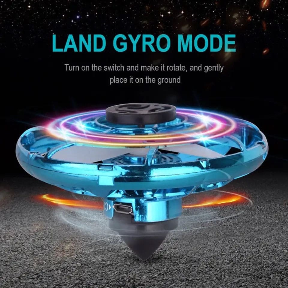 Fly Spinning Top, Flying Orbit Ball, Mini Flying UFO Toys with Spinning LED Lights, Hover Boomerang UFO Flying Hand Toy, LED 360° Mini Drone, Hand Operated Flying Spinner, Fingertip Gyro Decompression Flying Toy for Kids Adults