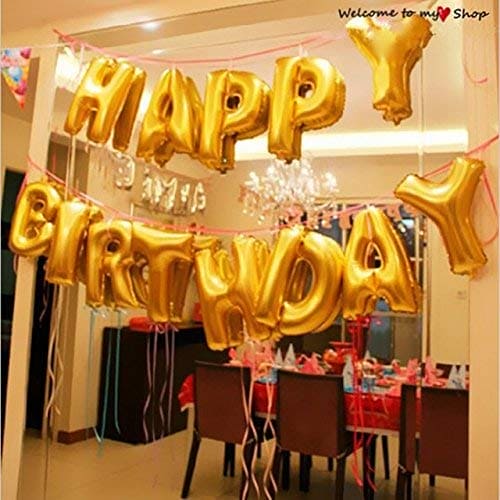 Happy Birthday Foil Balloons, Gold/ Silver HBD Foil Letters, Happy Birthday Balloon Bunting