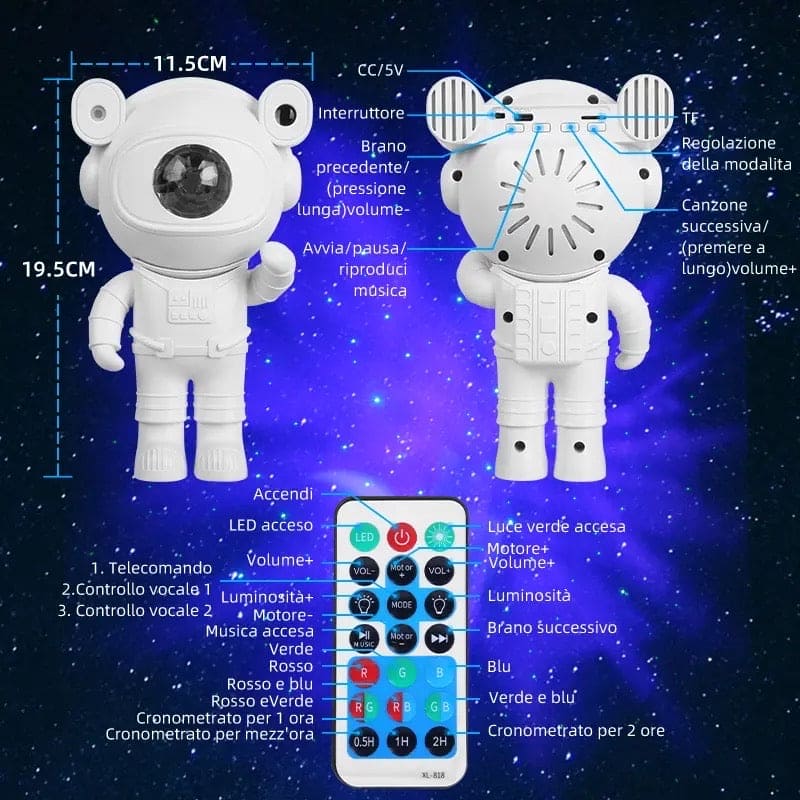 Astronaut Projector Lamp With RC, Nebula Star Galaxy Projector, Kids Star Projector, Robot Ceiling Sky Projector Light, Space Projector Lamp