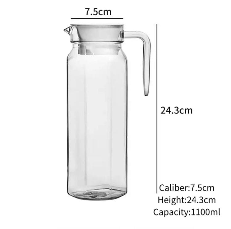 Strip Line Water Jug, 1100ml Beverage Pitcher With Lid, Acrylic Transparent Cold Water Jug, Dining Table Beverage Container, Large Capacity Water Container For Home