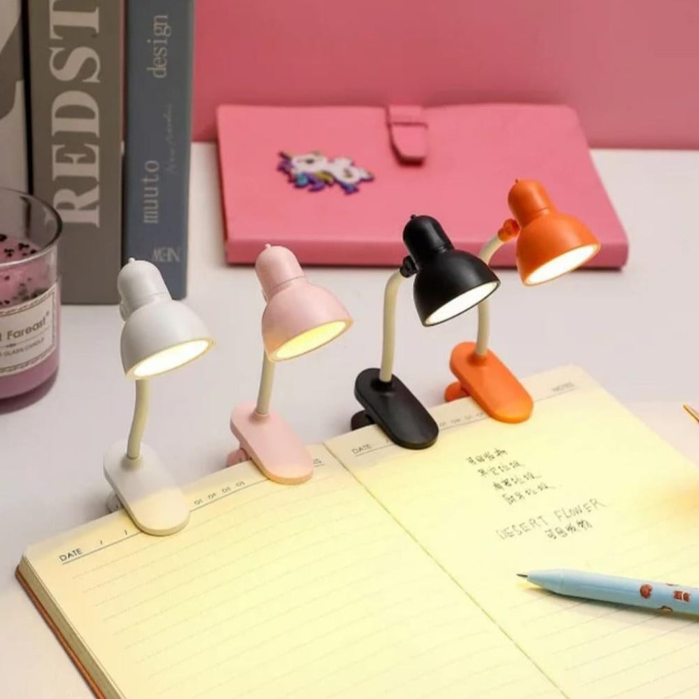 Mini Book Lamp, 360 Rotatable lamp With Clamp, Mini Clip On Study Desk Lamp, Flexible Bedside Table Lighting Lamp,  Home Portable Book Clip Lamp
