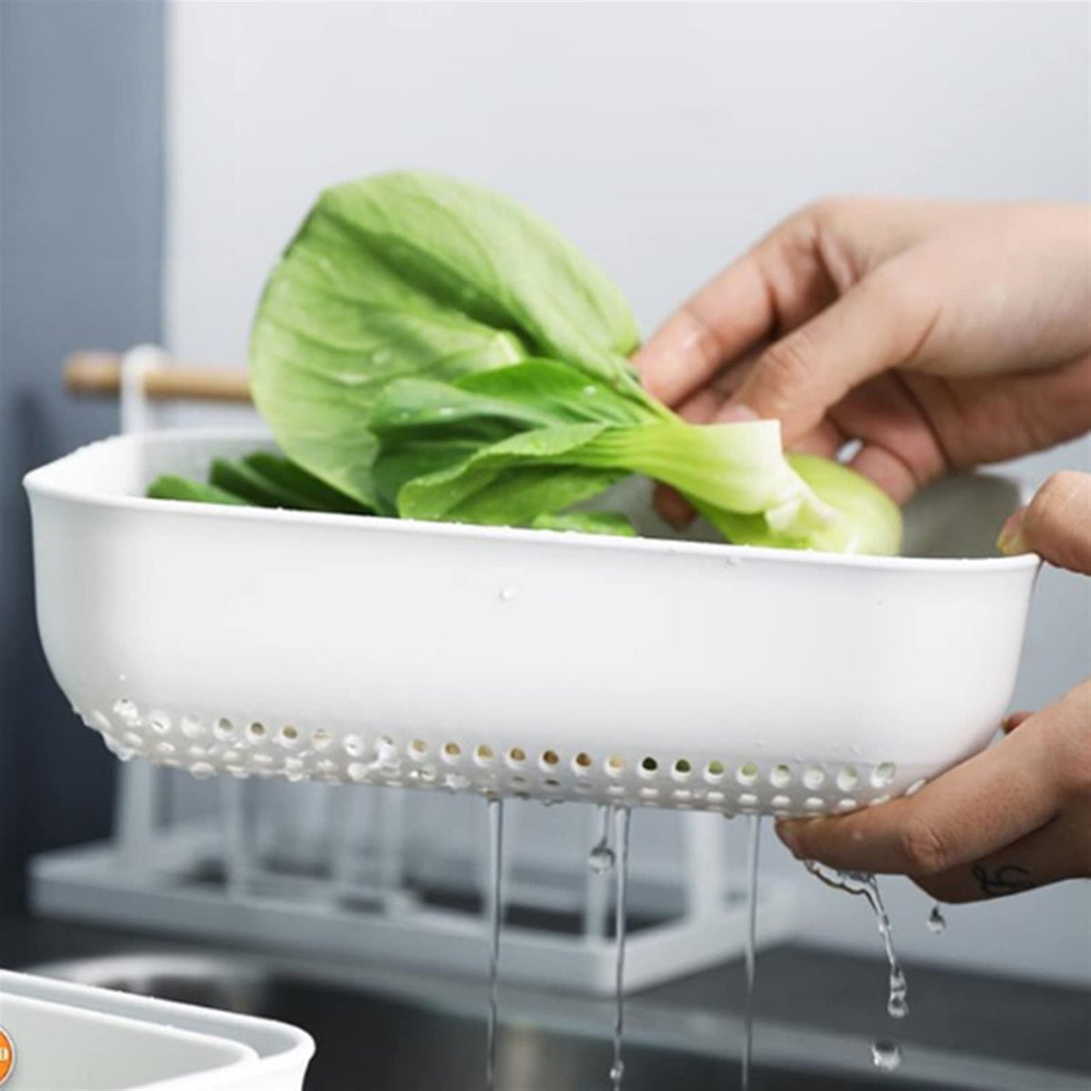 3pcs Colander Kitchen Storage Drain Basket, Fruit And Vegetable Washing and Draining Basket, Nested Fruit And Vegetable Colander Set