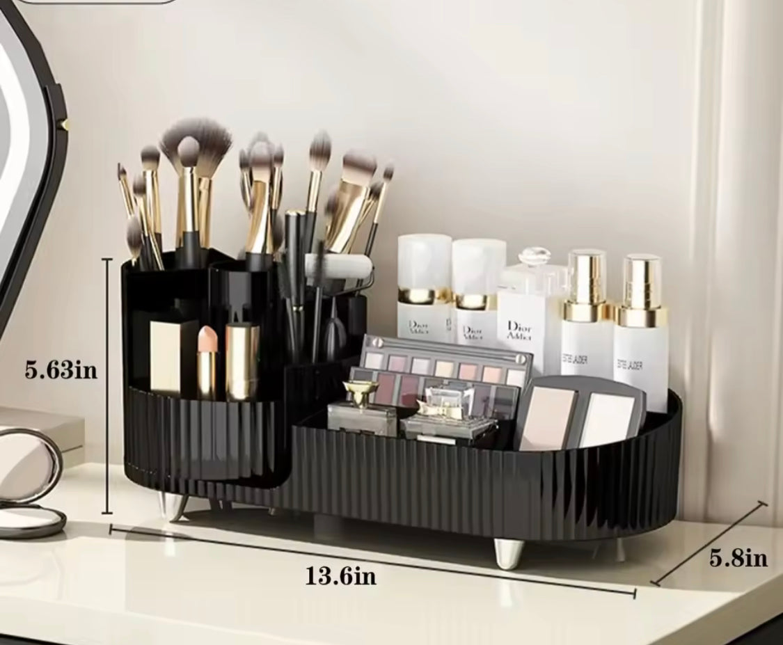 Cosmetic Storage Organizer With Spinning Brush Holder, Large Capacity Perfume Make Up Brush Holder, Makeup Sundries Storage Organizer