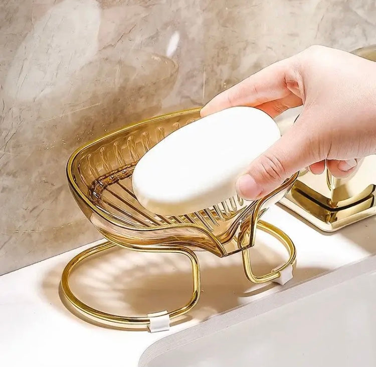 Bathroom Luxury Soap Holder, Drain Water Soap Storage Case Tray, Oval Shape Tray Rack