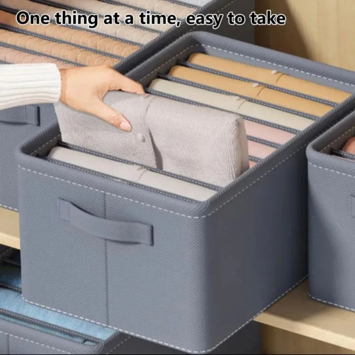 6 Grids Washable Wardrobe Clothes Organizer, Jeans Compartment Storage Box, Clothes Drawer Mesh Separation Box