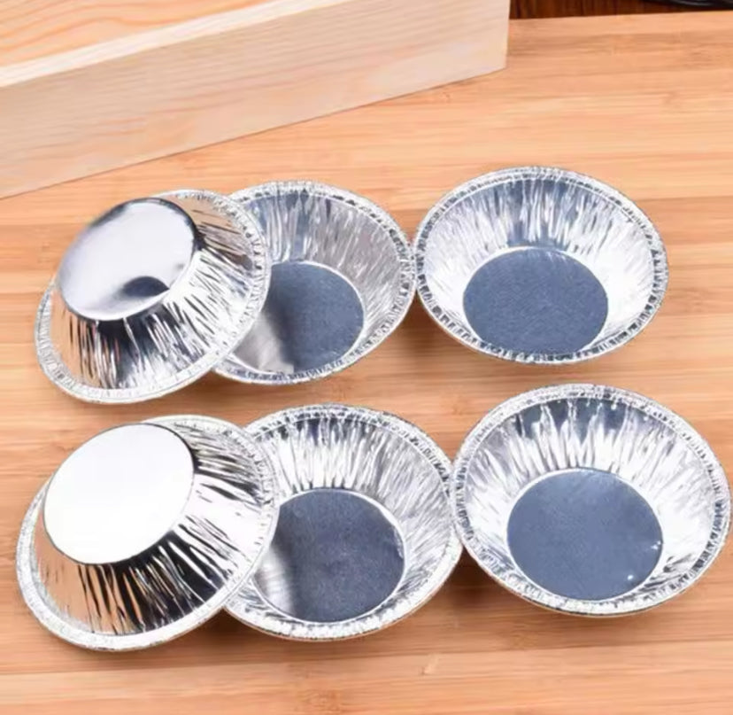 50pcs Disposable Aluminium Foil Round Cake Mold, Aluminum Foil Pans Cups, Disposable Tinfoil Tart Pan