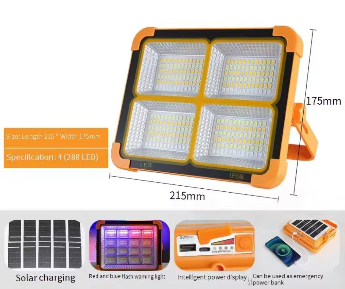 Rechargeable Outdoor LED Solar Floodlight, 500W Spotlight With Mobile Charging Pot, Camping Solar Light, Emergency Lamps Work Light, Handheld Flashlight Outdoor Tent Camping Lamp