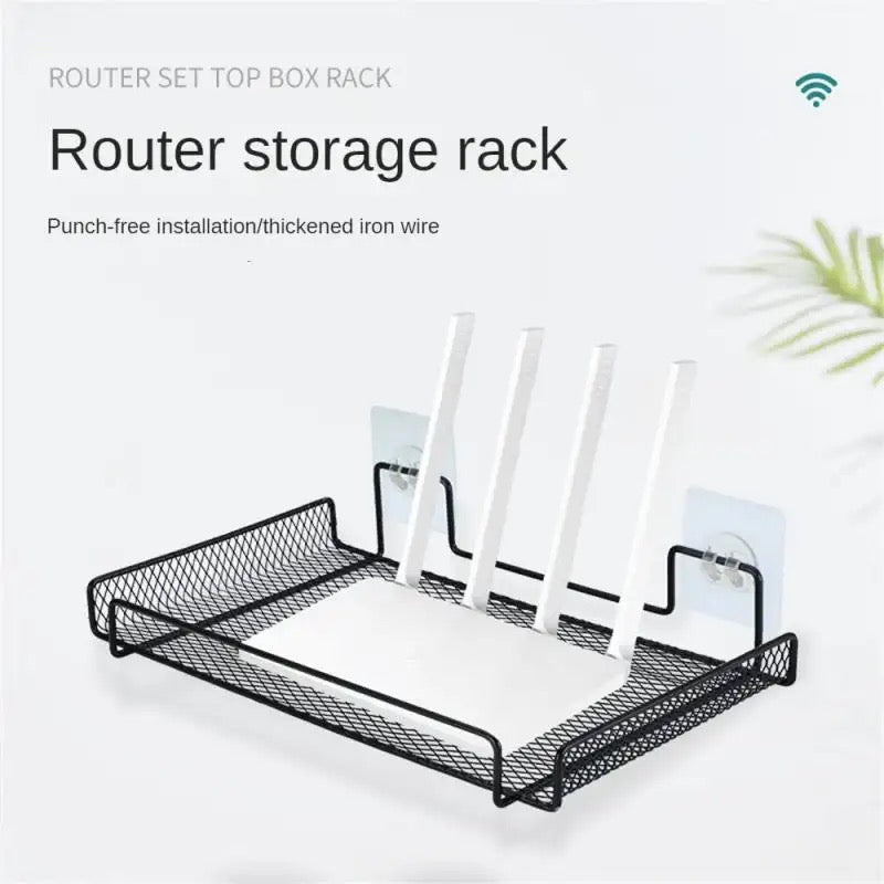 Wall Router Rack, TV Set Top Organizer Rack, Self Adhesive Wall Shelf, Wall Metal Mesh Bracket, Wifi Router Shelf Floating Shelf