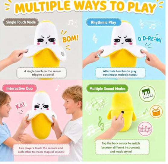Musical Banana Plush Toy, Interactive Musical Sensory Toy, Musical Soft Children Plush Toy, Cute Motion Sensor Fruit Toy