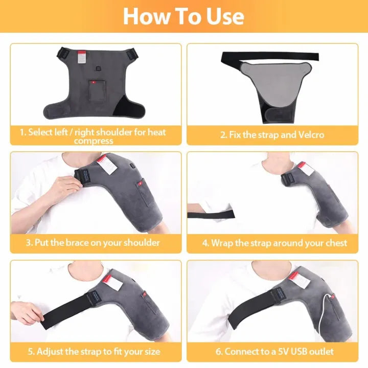 Adjustable Heating Shoulder Support Belt, Electric Shoulder Heating Pad Brace, Smart Heated Shoulder Support Belt