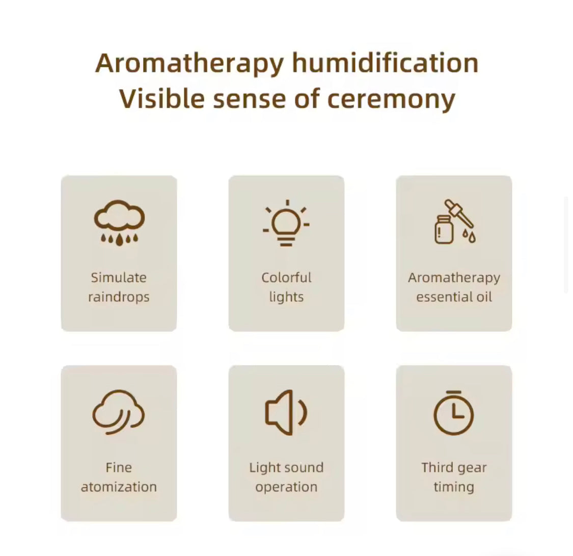 Rotating Raindrop Jellyfish Humidifier, Humidifier With Raindrops Mist, Aromatherapy Swing Jellyfish Humidifier