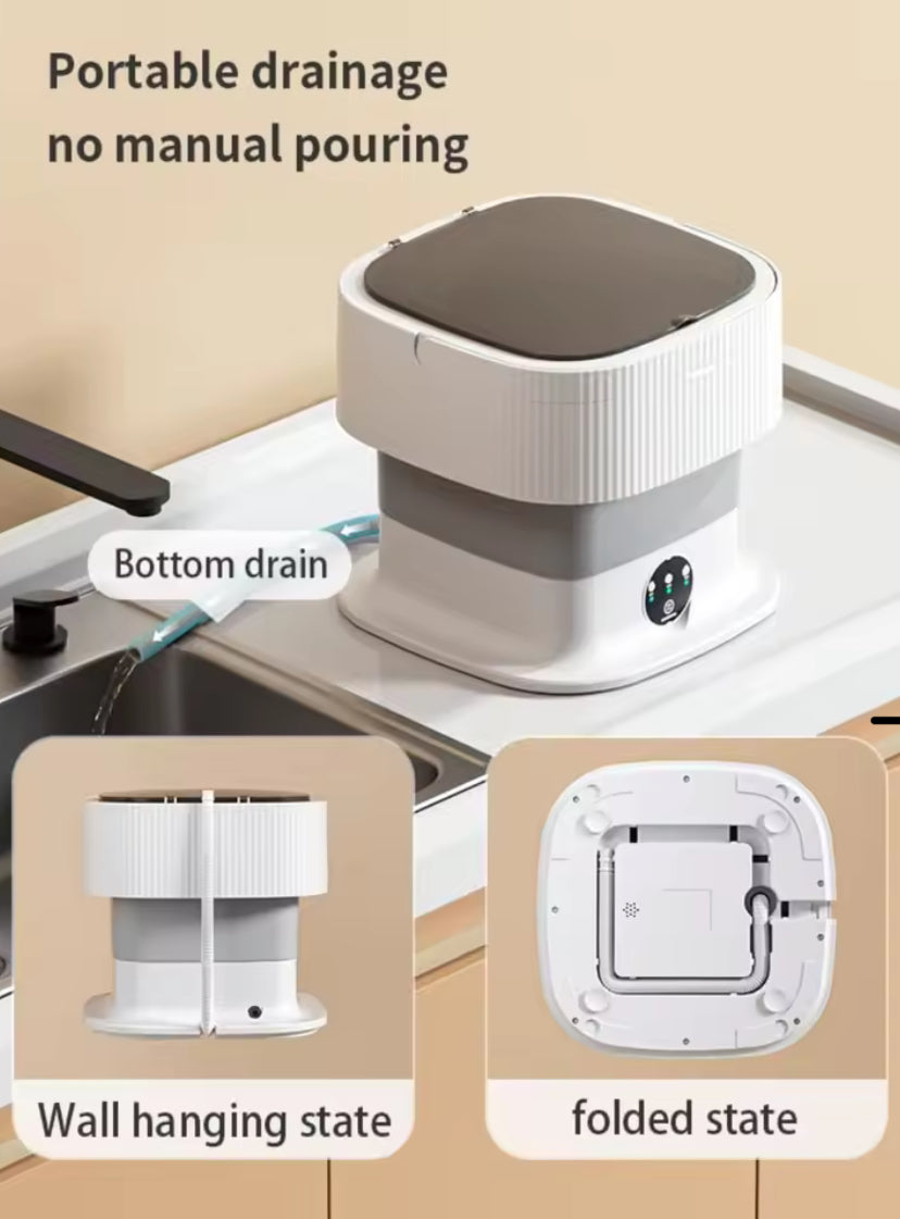 11L Collapsible Portable Washing Machine, Bucket Type Laundry Clothes Washer, Portable Turbo Washer For Travel, Lightweight Collapsible Bucket Washing Machine