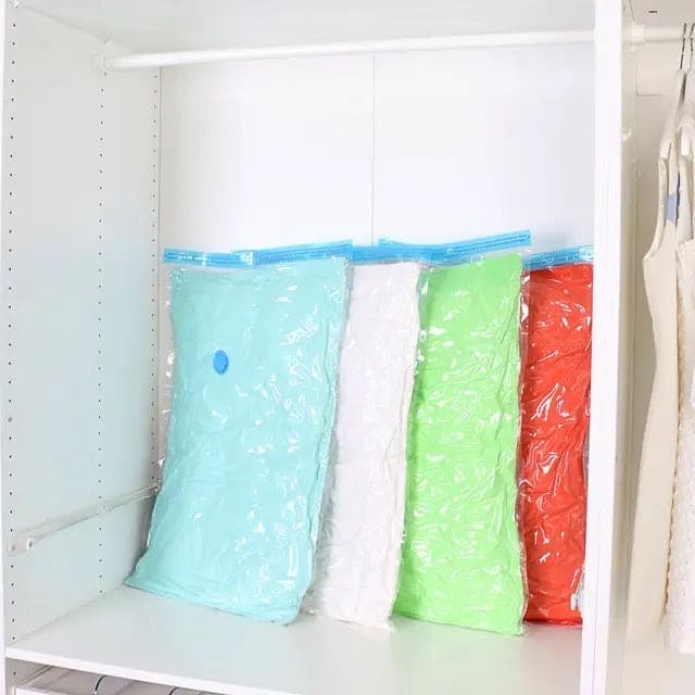 Set Of 5 Vacuum Storage Bags, Pillows Bedding Closet Home Organizer, Space Saver Vacuum Storage Bags, Vacuum Sealing Bag With Double Zip, Vacuum Sealer Bags for Comforters, Blankets, Bedding, Clothing