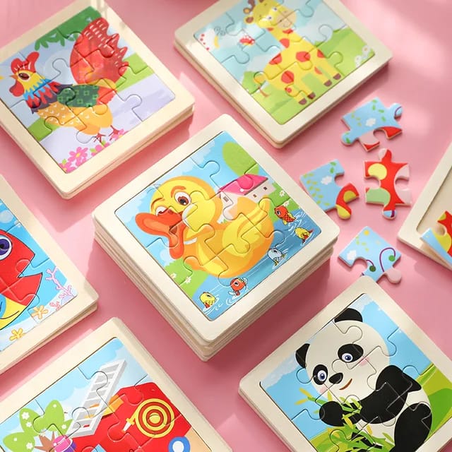 Jigsaw 3D Puzzle Set, Animal Cartoon 3D Puzzle Toys, Blocks Matching Toys, Hand Grip Plate Toddler Toys, Montessori Wooden Puzzles For Children, Kids Educational Learning Jigsaw Puzzle