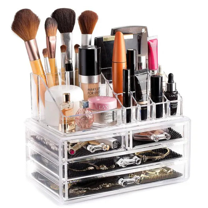 Multi Layer Makeup Organizer with Drawers, Elegant Clear Acrylic Vanity Organizer, Transparent Makeup Organizer with Drawers, Acrylic Lipstick & Cosmetic Organizer