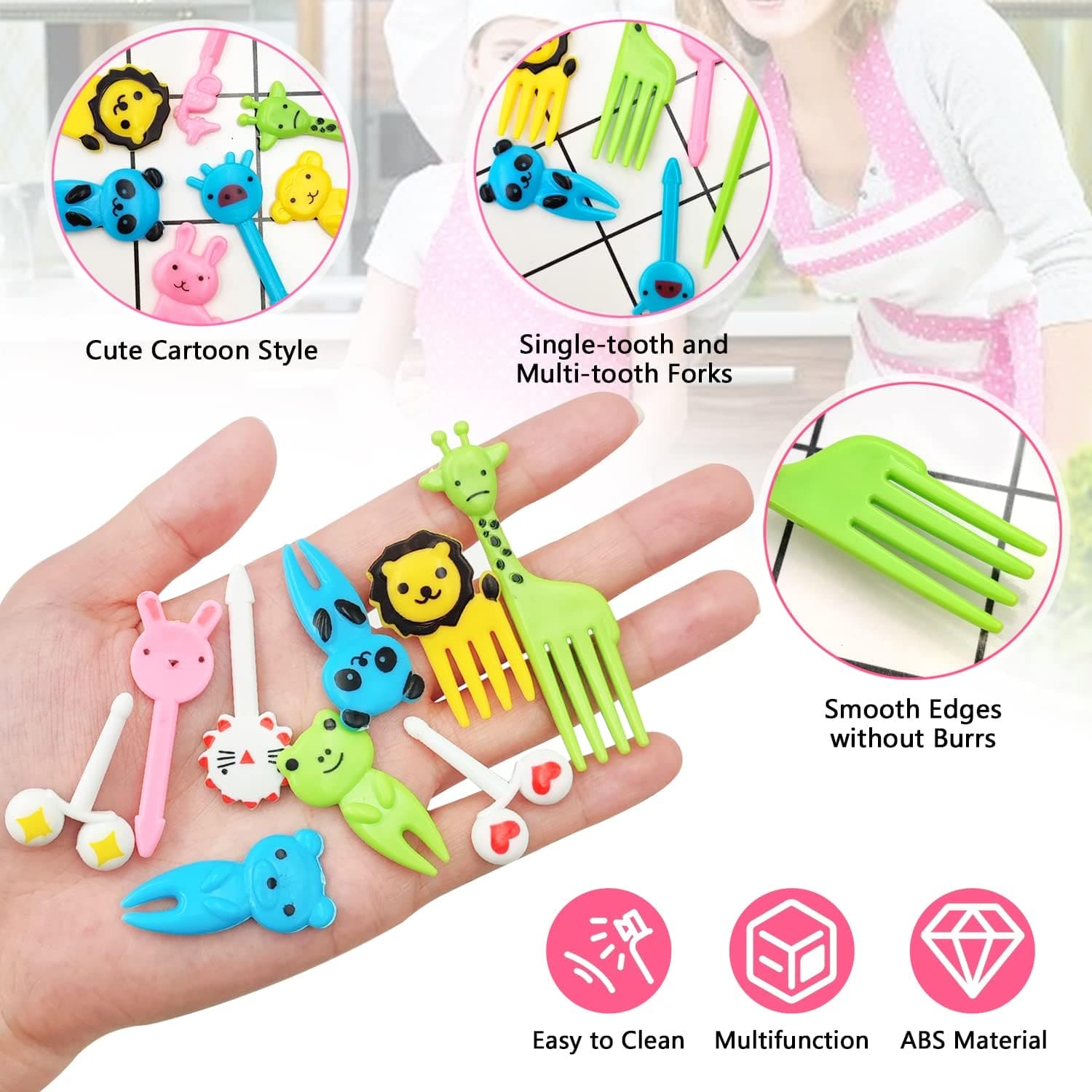 50Pcs Plastic Fruit Fork Cartoon Mini Cute Eyes Cu... - Vicedeal