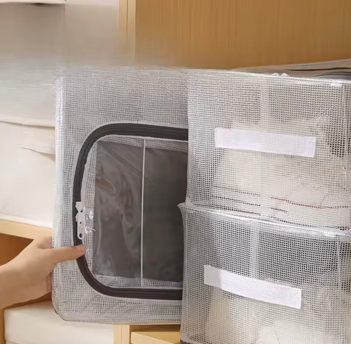 Double Sided Opening Zipper Shoe Storage Box, Under The Bed Shoe Basket, Dustproof Household Storage Box