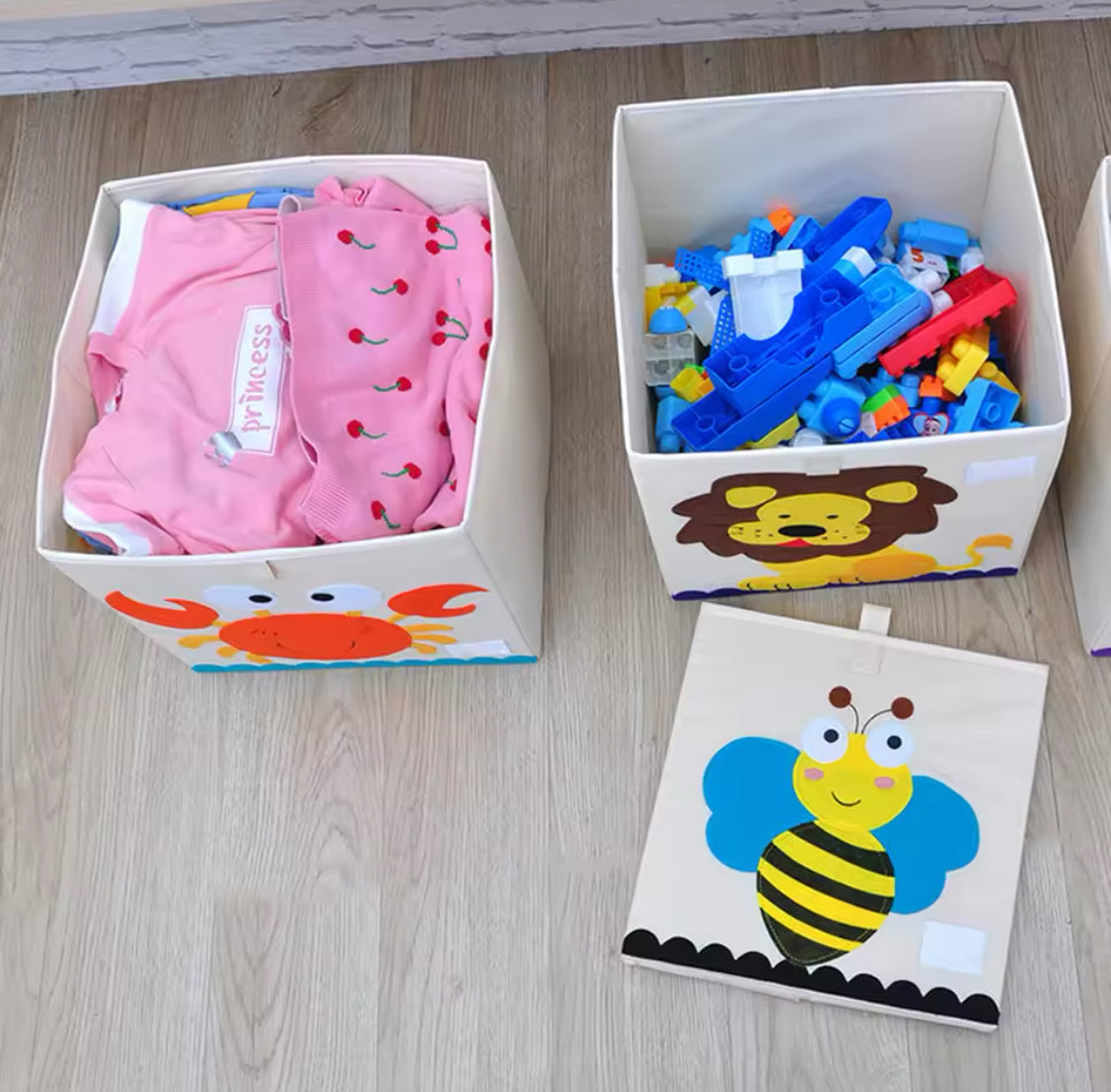 Foldable Toy Storage Basket, Cute Animal Character Cube Box, Children Clothes Toys Book Storage Organizer, Animal Cartoon Design Toys Storage Box