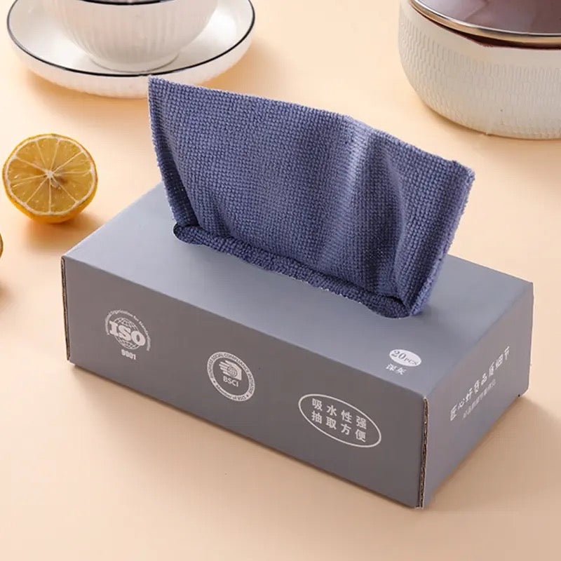 Set Of 20 Reusable Dishwashing Towel, Dish Cloths Box, Detachable Magic Cloth, Ultra Fine Fiber Cloth, Kitchen Absorbent Towel, Multipurpose Dish Wiping Rags, Magic Cleaning Towels for Kitchen