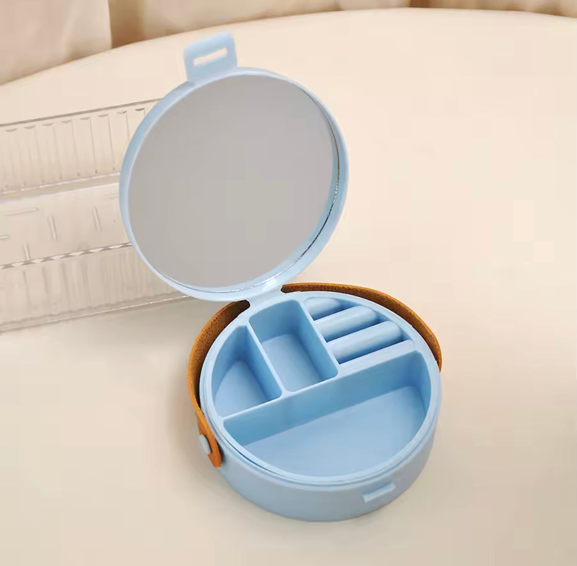 Portable Storage Jewelry Box, Cute Plastic Silicone Rings Case, Jewelry Storage Box With Leather Handle, Travel Carrying Mobile Cable And Earphones Organizer Case