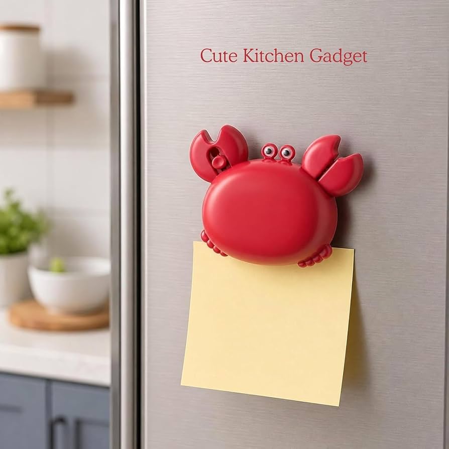 4 In 1 Magnetic Crab Bottle Opener with Mini Scissors, Multifunction Fridge Kitchen Tool with Strong Magnet, Compact Bottle Cap Opener, Kitchen Gadget