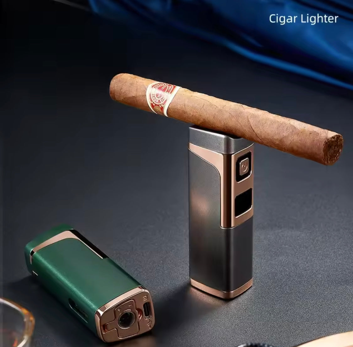 Rechargeable Triple Flame Cigar Special Lighter, Electric Integrated Portable Lighter, Pocket Smoking Lighter, Windproof Flameless Lighter