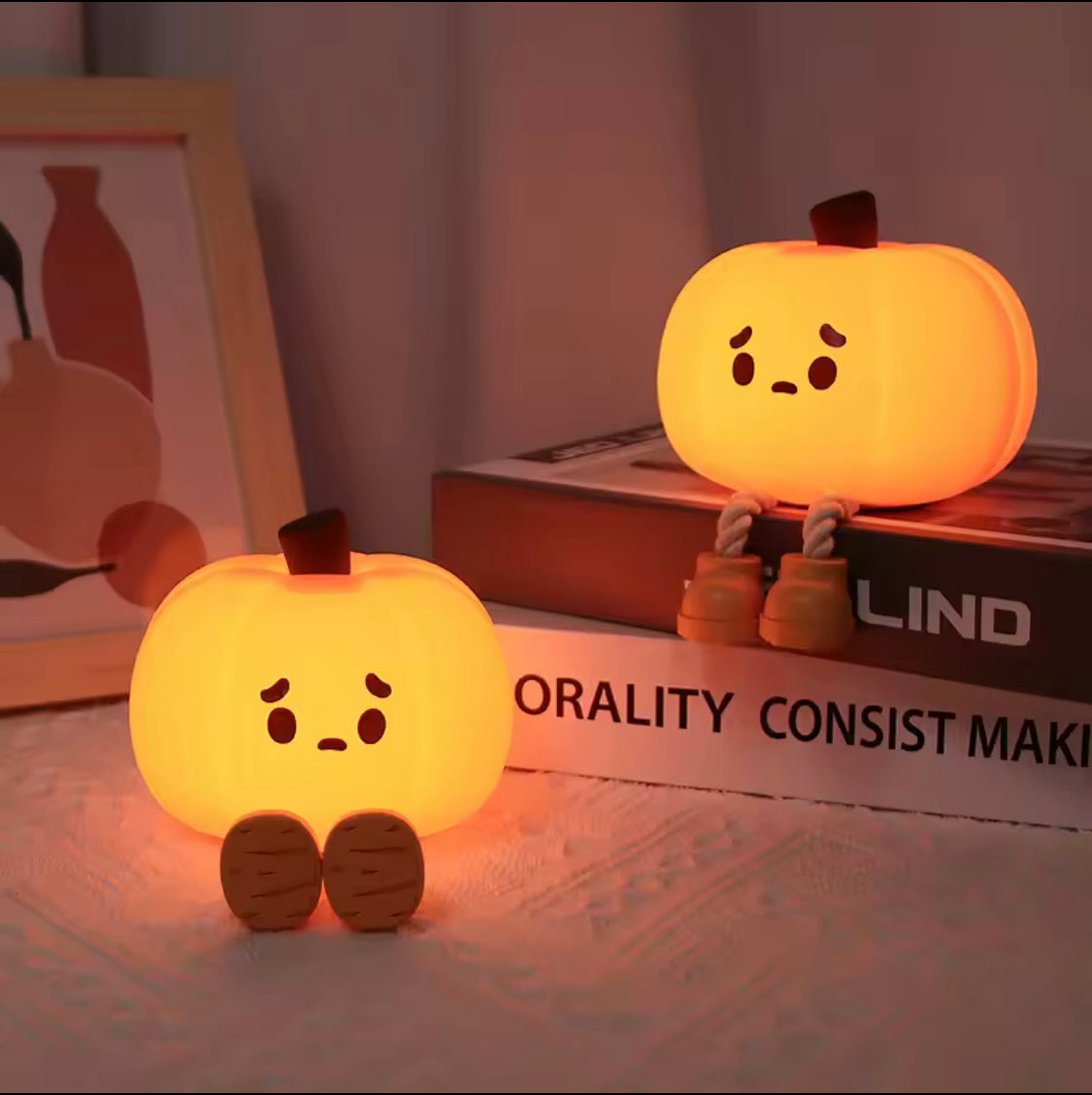 Halloween Pumpkin Night Light Lamp, Cute Pumpkin LED Lamp, Rechargeable Silicone Kids Pumpkin Lamp, Pumpkin Shaped Lamp For Decor