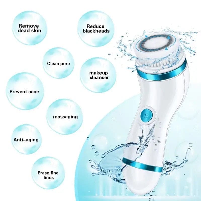4 in 1 Electric Facial Cleanser, 360 Skin Pore Cleaner Face Massager, Ultrasonic USB Rechargeable Electric Facial Cleansing Device, Beauty Instrument Face Massager,  Skin Care Massage Wash Brush, Multifunctional Electric Face Washing Instrument