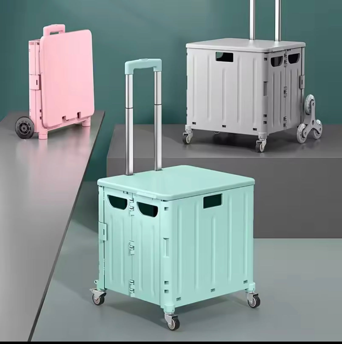 Shopping Cart Folding Trolley, Lightweight Foldable Outdoor Trolley, Portable Plastic Shopping Trolley