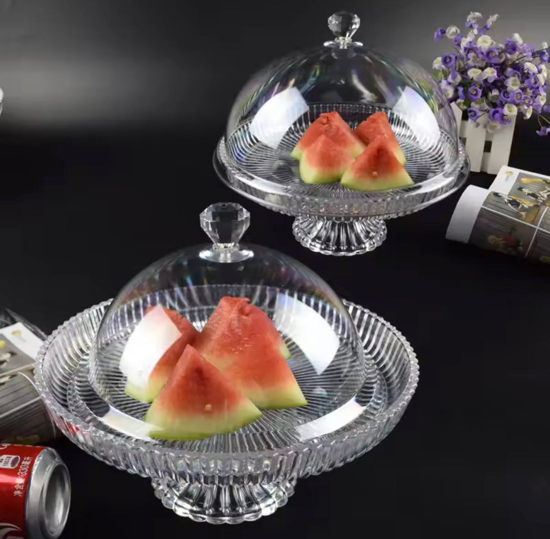 Acrylic Round Circle Candy Dish With Lid, Transparent Dried Fruit Box, Acrylic Plate Fruit Basin Dry Candy Dish