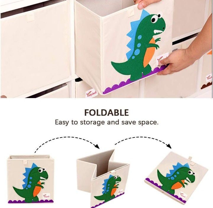 Foldable Toy Storage Basket, Cute Animal Character Cube Box, Children Clothes Toys Book Storage Organizer, Animal Cartoon Design Toys Storage Box