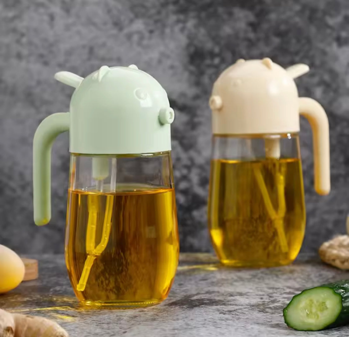 Rabbit Shaped Oil Dispenser Bottle, Vinegar Soy Sauce Spray Pour Oil Container, Home Barbecue Air Fryer Glass Baking Oil Kettle, Glass Container with Decorative Design For Cooking Oil