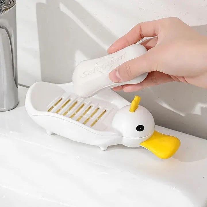 Crown Duck Soap Dish, Cute Duck Soap Dish With Drain, Double Wall Soap Box, Separatable Cartoon Soap Box, Bathroom Kitchen Sink Countertop Soap Box