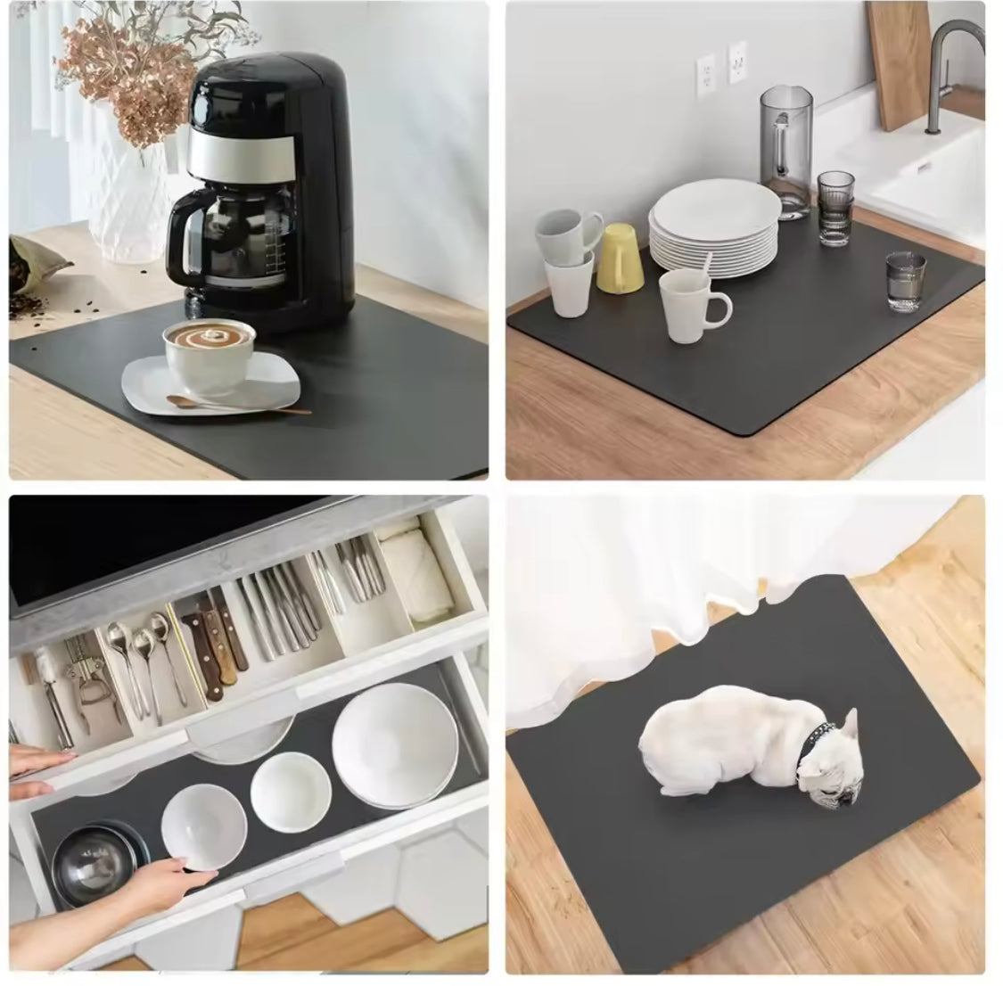 Kitchen Absorbent Tableware Drainage Mat, Waterproof Kitchen Countertop Drying Mat, Non Slip Waterproof Dish Drying Rack