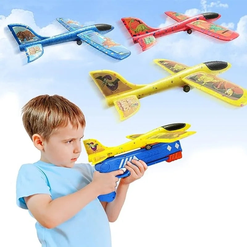 Gun Style Kids Catapult Plane Toy, Throwing Aircraft Outdoor Toy, Outdoor DIY Educational Toy