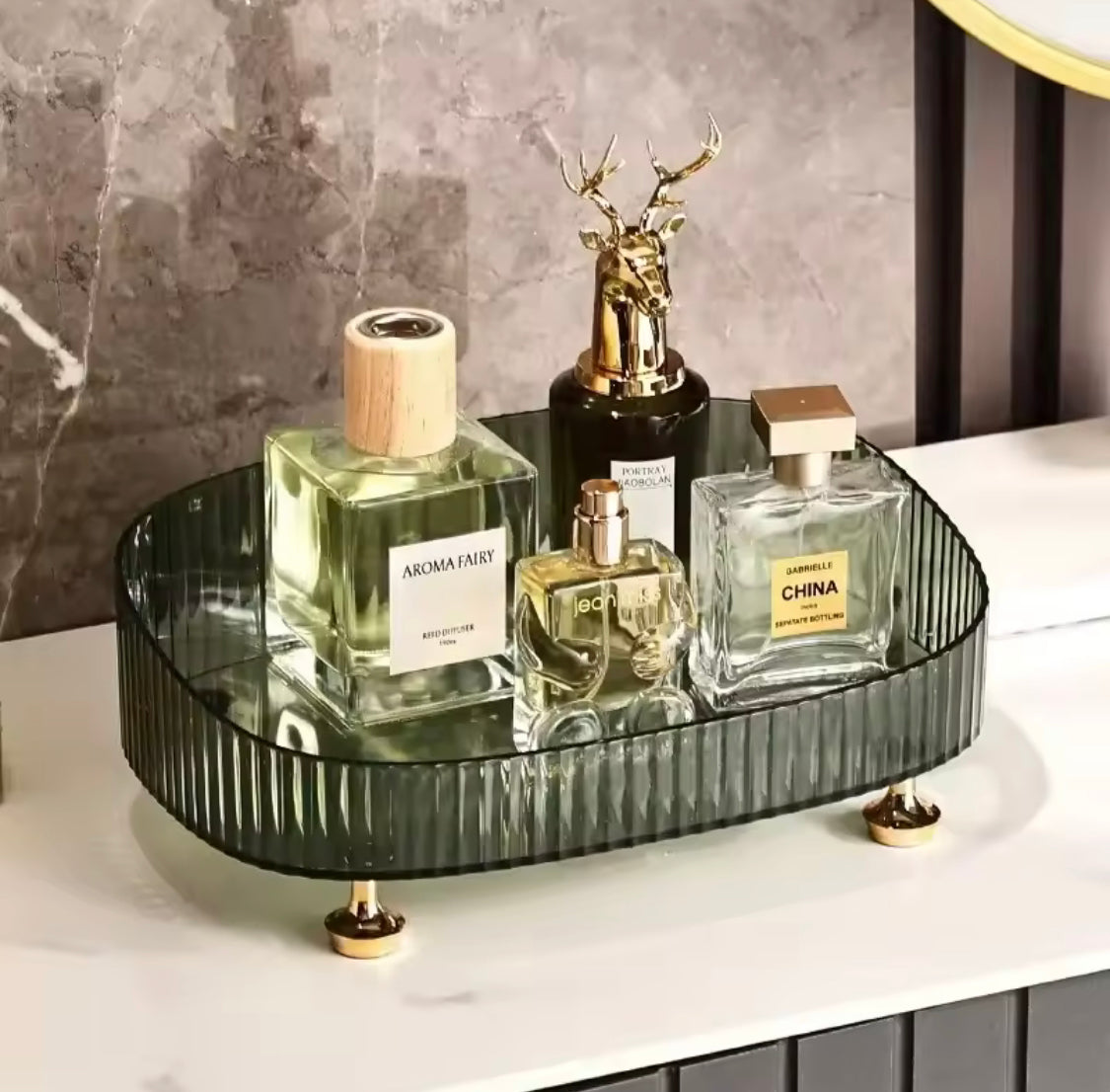 Large Capacity Makeup Perfume Organizer, Transparent Anti Slip Countertop Organizer With Stand, Cosmetics Desktop Storage Box