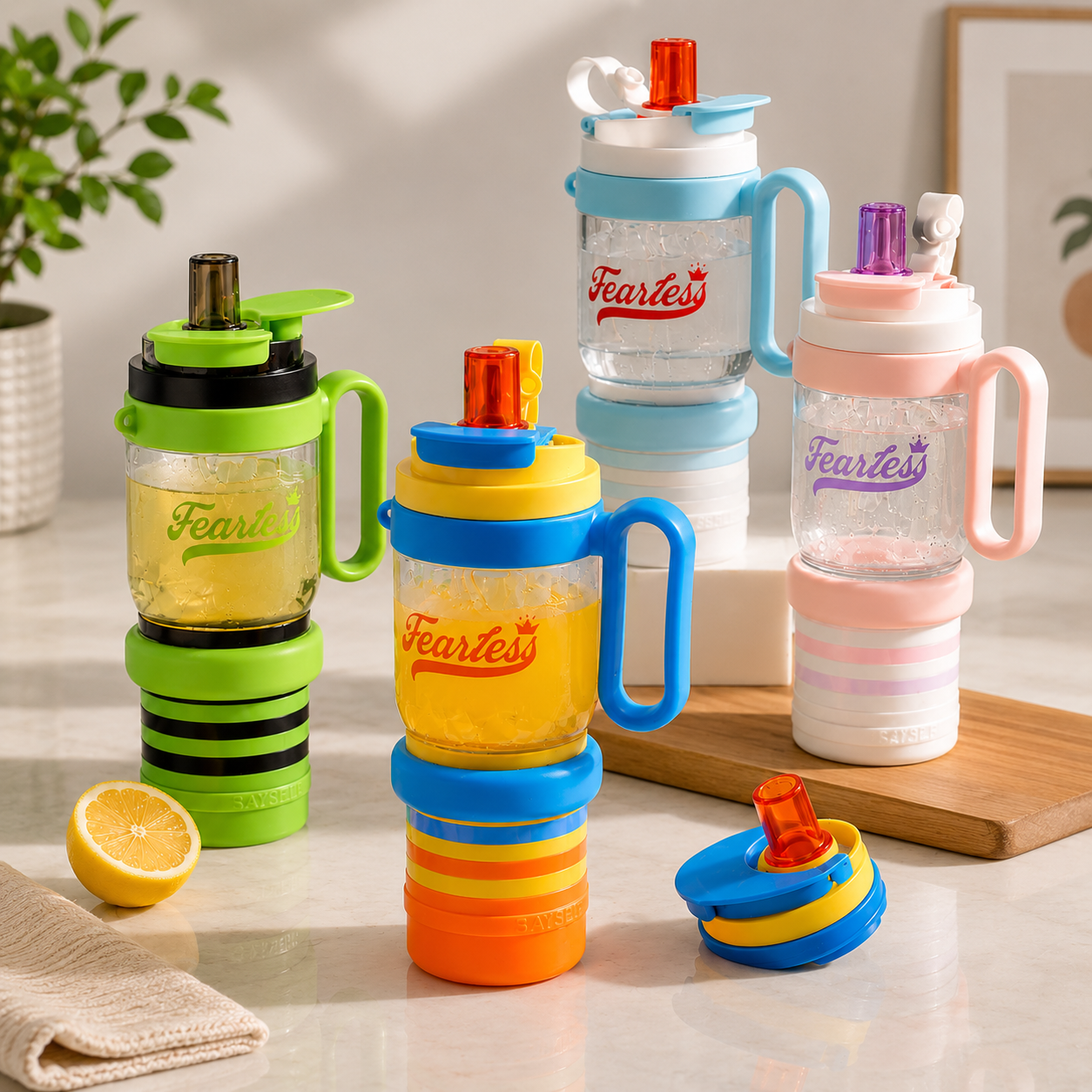 Multifunction Insulated Water Cup, Portable Sports Water Bottle With Handle, Foldable Outdoor Drinking Bottle, Leakproof Straw Bottle With Handle
