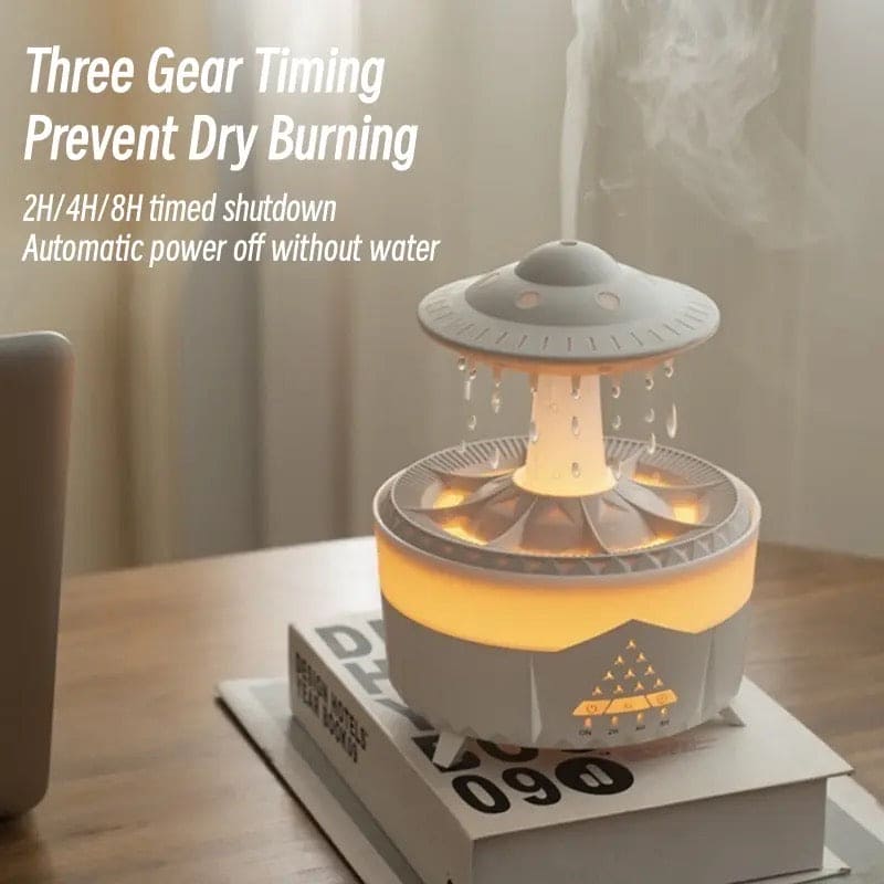 Rain Drop Mushroom Humidifier, Timing Colorful Night Light Essential Oil Diffuser, Ultrasonic RC Atomization Air Freshener, Relax Cloud Rain Diffuser, Airwall Air Humidifier, 300ml Humidifier with Timing Function for Home Office