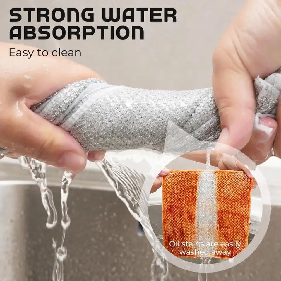 Steel Wire Dishwashing Cloth, Rust Removal Scouring Pad, Double Side Steel Wire Washing Brush, Multipurpose Steel Wool Rag, Reusable Steel Wool Dishcloth, Silver Wire Wipes Dish Towel, Non Scratch Wire Dishcloth