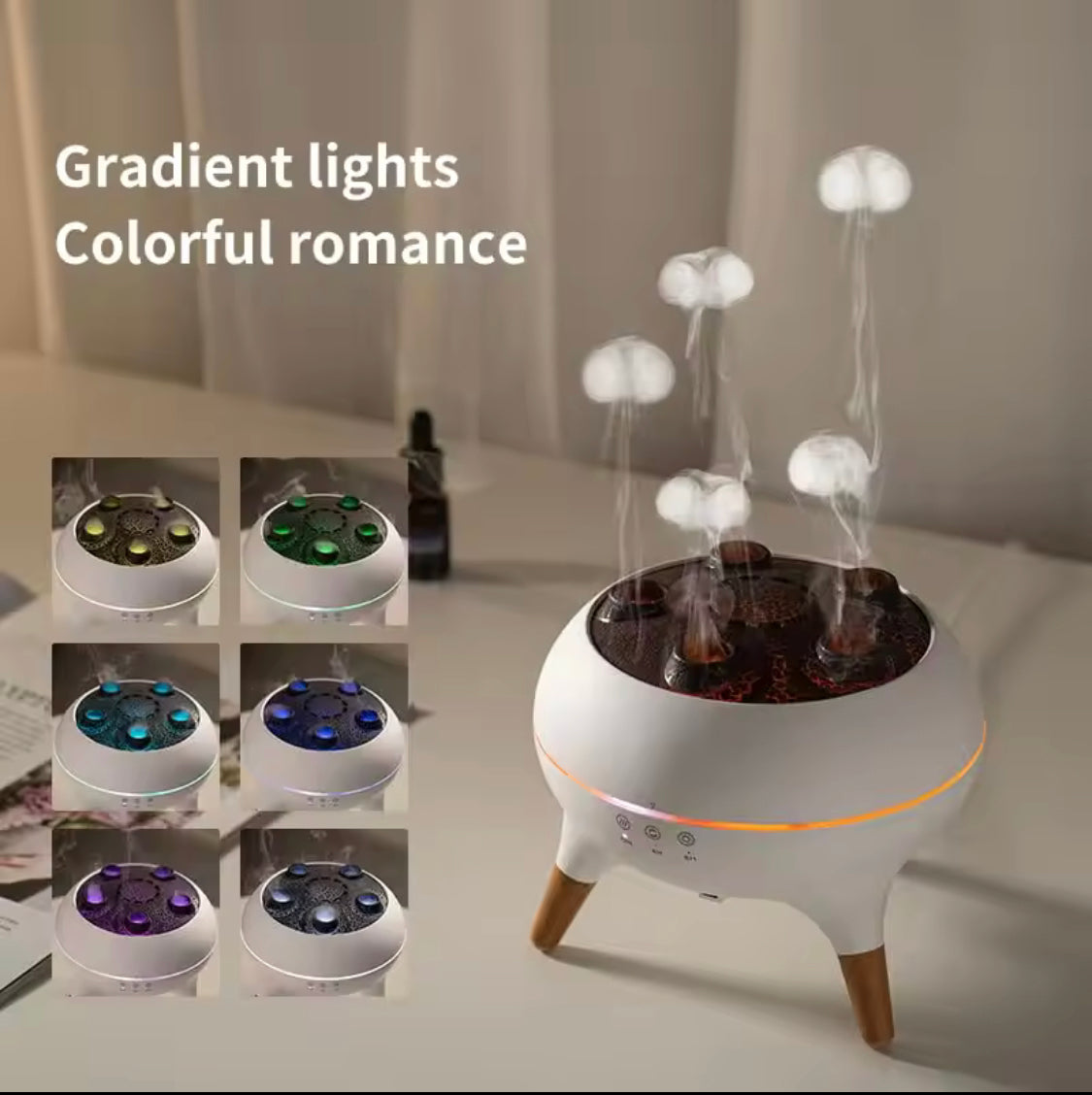 Dynamic Jellyfish Air Humidifier, Bedroom Diffuser With Remote Control, Humidifier With Colorful Night Lights