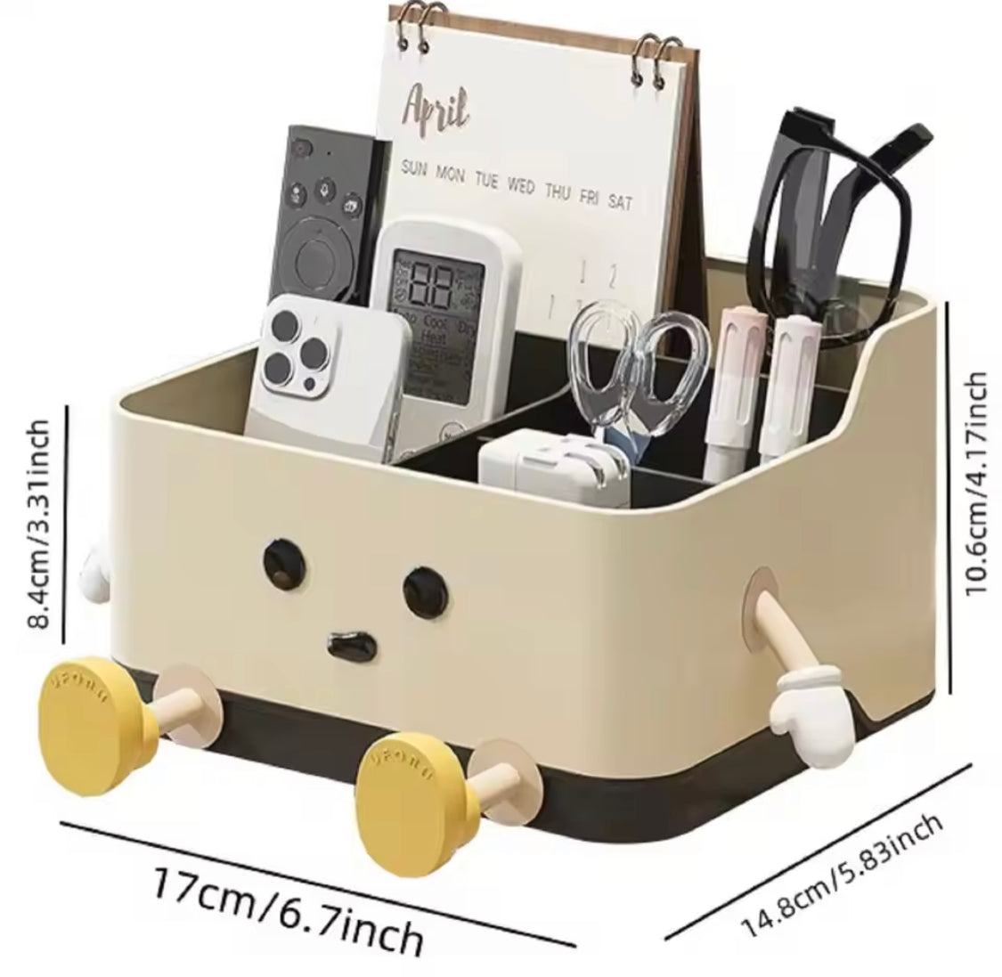 Cute Cartoon Style Desktop Storage Box, Multi Grid Countertop Cosmetic Organisation Shelf, Cute Desktop Decoration Accessories