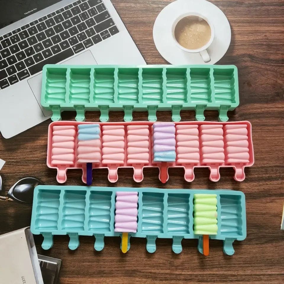 8 Cell Silicon Popsicle Mold, Building Block DIY Molds, 3D Cake Jelly Ice Baking Tray, Multipurpose Pudding Ice Cake Mold, Ice Pop Up Maker Mold