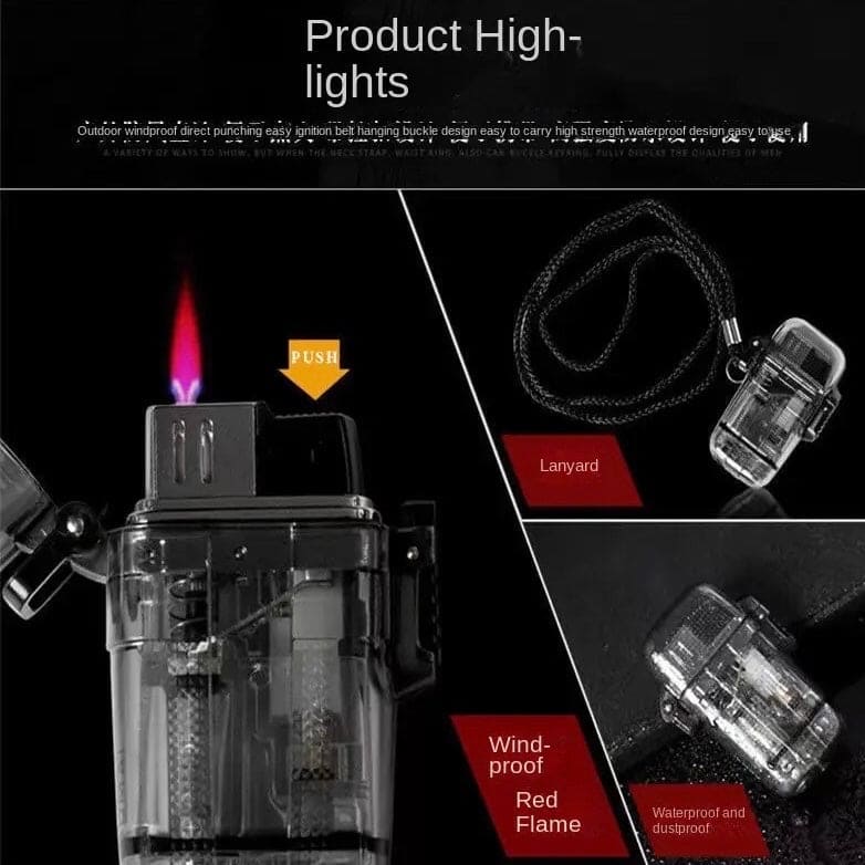 Transparent Plasma Lighter, Pink Flame Smoking Lighter, Outdoor Camping Sports Windproof Lighter, Visible Air Tank Lighter, Butane Inflatable Adjustable Lighter, Anomie Heater Lighter