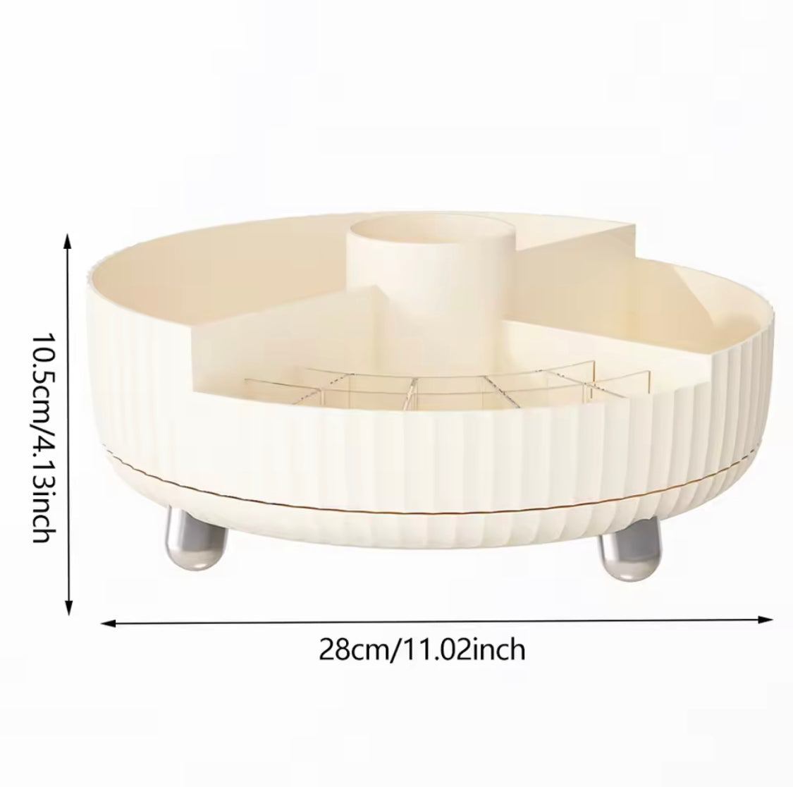 360° Rotating Vanity Organizer, Luxury Style Makeup Organizer, Lipstick And Brush Holder Desktop Tray