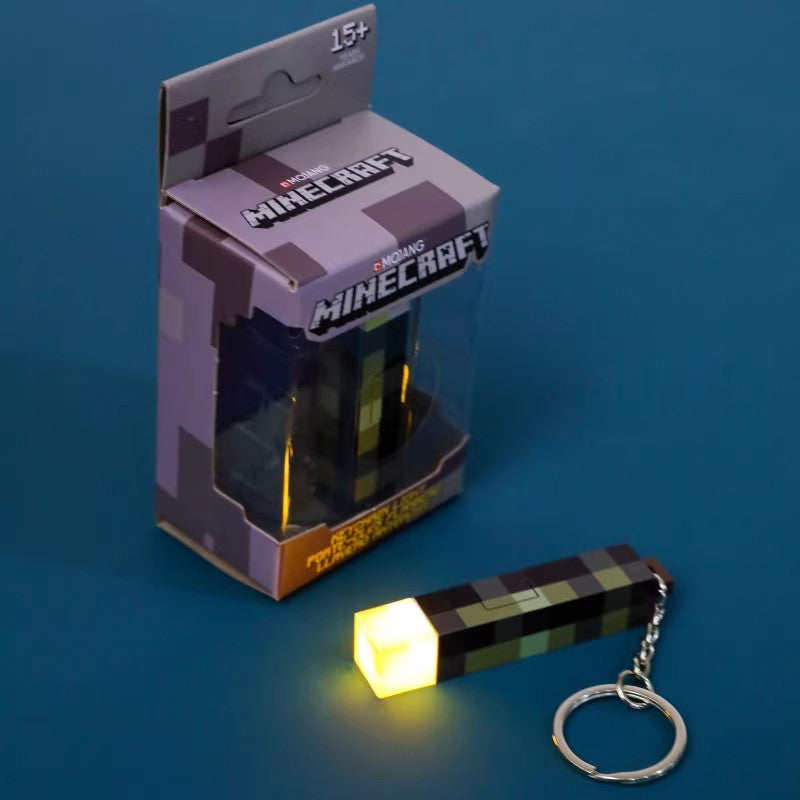 Minecraft Mini Torch Lamp Keychain, Portable Mini Torch Keychain, Pixel Style LED Keychain Flashlight