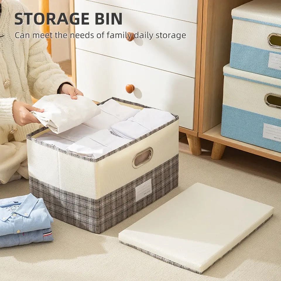 Checkered Sorting Box, Sundries Wardrobe Storage Organizer, Multipurpose Large Capacity Storage Basket