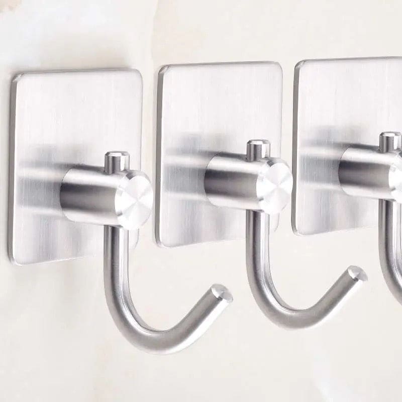 Stainless Steel Square Hook, Home Kitchen Wall Door Hanger, Self Adhesive Multipurpose Rustproof Hook, Wall Mount Clothes Hook, Heavy Duty for Wall Sticking Hooks